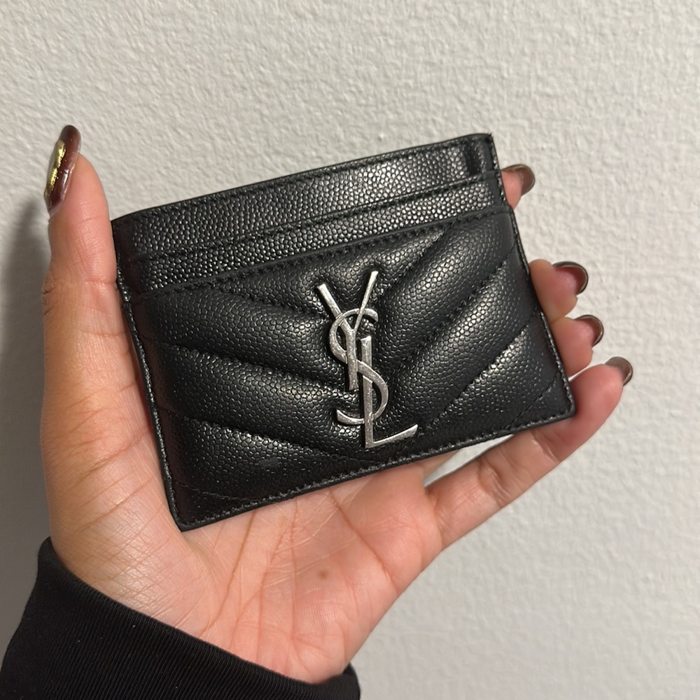 Saint Laurent CASSANDRE MATELASSÉ CARD CASE IN GRAIN DE POUDRE EMBOSSED LEATHER